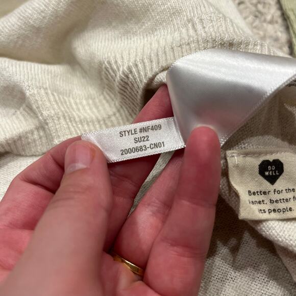 Madewell Palmdale Pullover Sweater Colorblock Stripe Sz M Tan Green Coastal - Picture 6 of 7